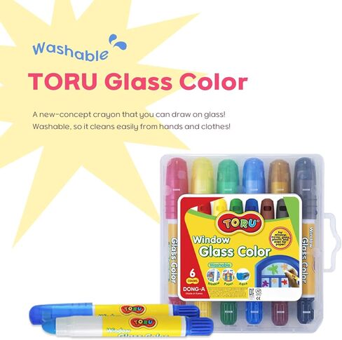 TORU Window Glass Color Crayons 6 Colors – Washable Window Markers & Pens, Non-Toxic in Kuwait