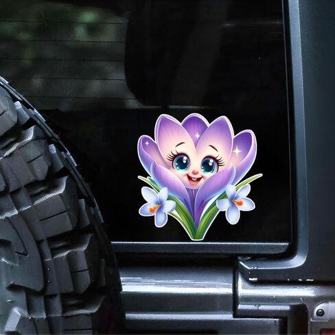 Cute Purple Flower Car Stickers, 2-Pack Waterproof Vinyl Decals for Vehicle Windows, Cars, Trucks, SUVs c077 in Kuwait