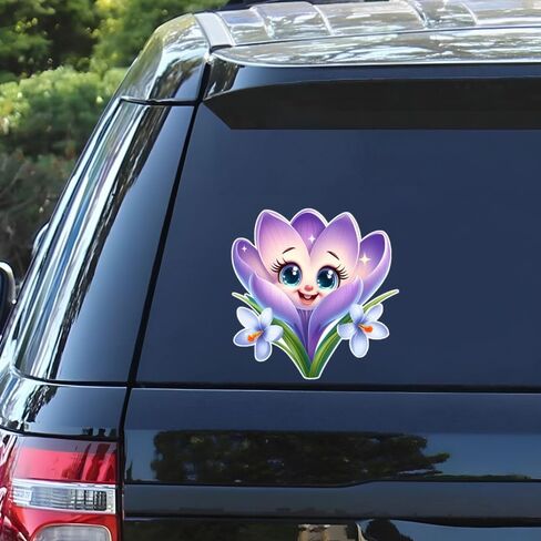 Cute Purple Flower Car Stickers, 2-Pack Waterproof Vinyl Decals for Vehicle Windows, Cars, Trucks, SUVs c077 in Kuwait