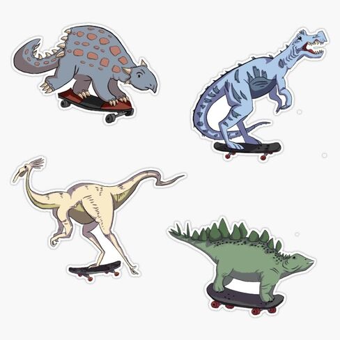 مجموعة دينو التزلج على الجليد الديناصورات T-Rex Ankylosaurus Stegosaurus Gallimimus نمط الرسوم المتحركة للأولاد والبنات الزواحف ما قبل التاريخ الرياضية 5 بوصات من الفينيل ملصق ممتص للصدمات in Kuwait