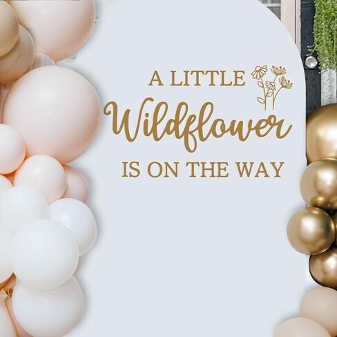 A Little Wildflower is on the Way Decal for Backdrop - Floral Baby Shower Decorations, Flower Themed Balloon Arch Backdrop Decorations in Kuwait