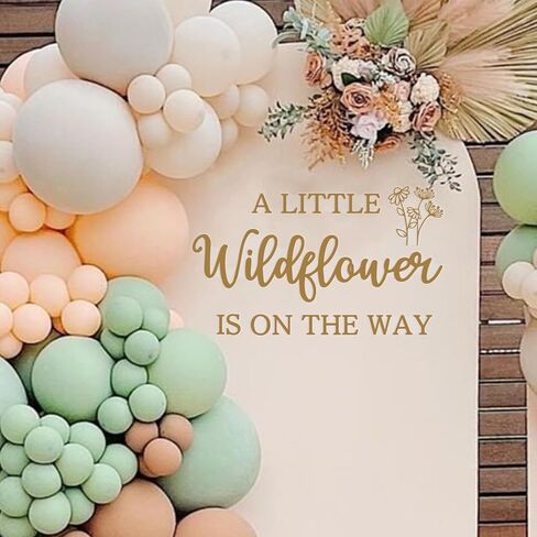 A Little Wildflower is on the Way Decal for Backdrop - Floral Baby Shower Decorations, Flower Themed Balloon Arch Backdrop Decorations in Kuwait