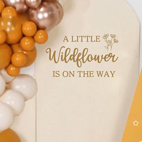 A Little Wildflower is on the Way Decal for Backdrop - Floral Baby Shower Decorations, Flower Themed Balloon Arch Backdrop Decorations in Kuwait