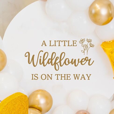 A Little Wildflower is on the Way Decal for Backdrop - Floral Baby Shower Decorations, Flower Themed Balloon Arch Backdrop Decorations in Kuwait