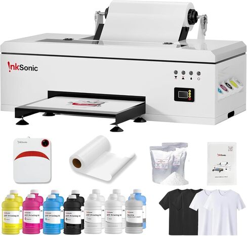 طابعة InkSonic R1390 DTF مقاس A3، حزمة طابعة نقل DTF بعرض 13 بوصة مع آلة ضغط حراري، مباشرة إلى الفيلم، نظام تداول الحبر الأبيض، متوافق مع مواد متعددة، آلة طباعة تي شيرت مخصصة in Kuwait