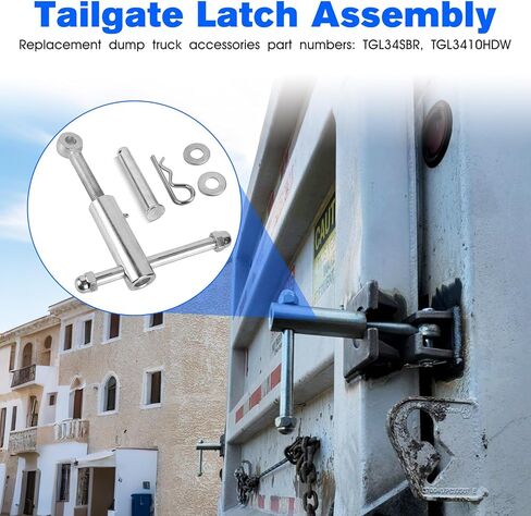 TGL34SBR مجموعة مزلاج الباب الخلفي استبدال مزلاج الباب الخلفي للشاحنة القلابة TGL3410HDW لإغلاق الباب الخلفي، ملحقات الشاحنة، قفل الباب الخلفي من الفولاذ الفضي in Kuwait