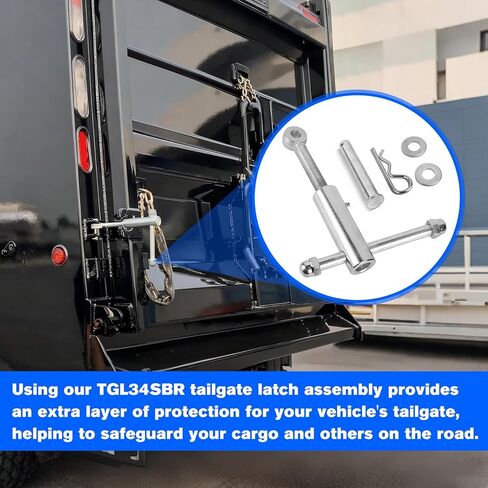 TGL34SBR مجموعة مزلاج الباب الخلفي استبدال مزلاج الباب الخلفي للشاحنة القلابة TGL3410HDW لإغلاق الباب الخلفي، ملحقات الشاحنة، قفل الباب الخلفي من الفولاذ الفضي in Kuwait