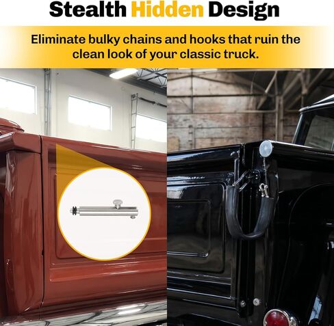 Hidden Stealth Tailgate Latches Compatible with 1947-1955 Chevy & GMC Step Side Truck, Hidden Type Spring-Loaded Latch Kit, Aluminum Construction, Clean Custom Look Without Chains in Kuwait