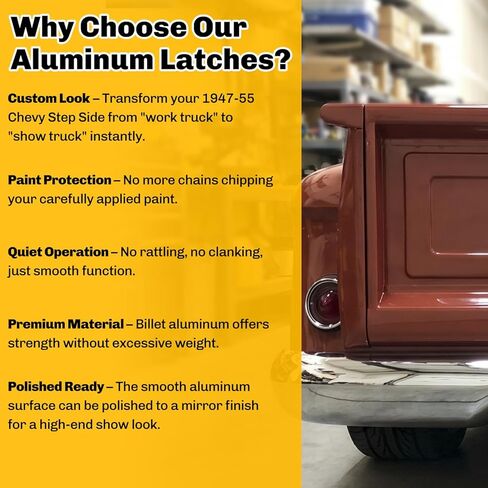 Hidden Stealth Tailgate Latches Compatible with 1947-1955 Chevy & GMC Step Side Truck, Hidden Type Spring-Loaded Latch Kit, Aluminum Construction, Clean Custom Look Without Chains in Kuwait