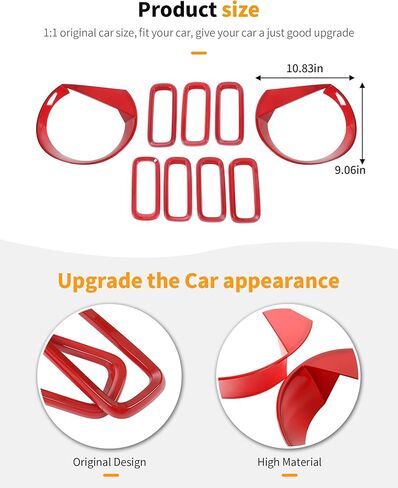 For Renegade Front Grille Inserts & Front Angry Eye Light Headlight Cover Bezels Trim for Jeep Renegade 2015-2018 Clip in Inserts ABS, Red in Kuwait