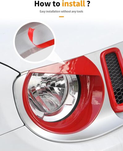 For Renegade Front Grille Inserts & Front Angry Eye Light Headlight Cover Bezels Trim for Jeep Renegade 2015-2018 Clip in Inserts ABS, Red in Kuwait