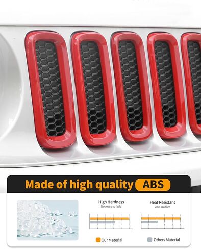 For Renegade Front Grille Inserts & Front Angry Eye Light Headlight Cover Bezels Trim for Jeep Renegade 2015-2018 Clip in Inserts ABS, Red in Kuwait
