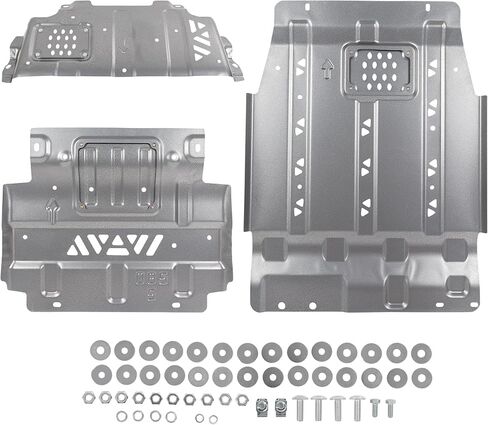 Full Skid Plate Package w/Front Transmission Skid Plate Steel FL3Z-5D032-D Replacement for Ford F-150 2015-2022 Not Fit PowerBoost Heavy-Duty Splash Guard Shield Kit Replaces FL3Z-5D032-A in Kuwait