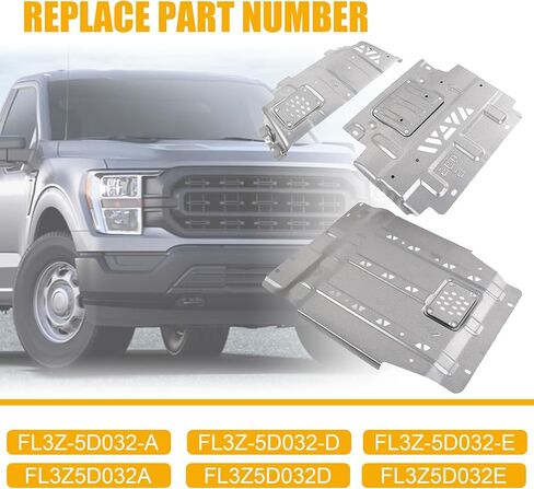 Full Skid Plate Package w/Front Transmission Skid Plate Steel FL3Z-5D032-D Replacement for Ford F-150 2015-2022 Not Fit PowerBoost Heavy-Duty Splash Guard Shield Kit Replaces FL3Z-5D032-A in Kuwait
