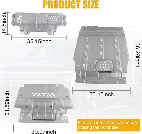 Full Skid Plate Package w/Front Transmission Skid Plate Steel FL3Z-5D032-D Replacement for Ford F-150 2015-2022 Not Fit PowerBoost Heavy-Duty Splash Guard Shield Kit Replaces FL3Z-5D032-A in Kuwait