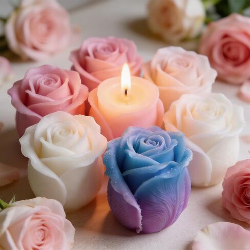 3D Rose Flower Silicone Molds, Silicone Resin Tulip Mold, Non-Stick Moldes para Velas for Beeswax, Soy Wax, Soap, Resin, DIY Crafts in Kuwait