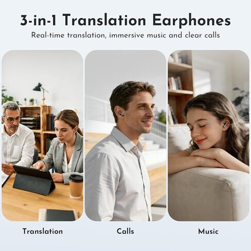 MINISO MS119 AI سماعات أذن للترجمة في الوقت الحقيقي، ترجمة فورية مع 165 لغة و8 أوضاع ترجمة، بلوتوث 6.0، 3 في 1 ترجمة سماعات الأذن للعمل/السفر/الدراسة. ماتي الأسود in Kuwait