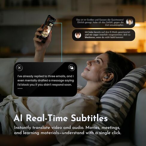 MINISO MS119 AI سماعات أذن للترجمة في الوقت الحقيقي، ترجمة فورية مع 165 لغة و8 أوضاع ترجمة، بلوتوث 6.0، 3 في 1 ترجمة سماعات الأذن للعمل/السفر/الدراسة. ماتي الأسود in Kuwait