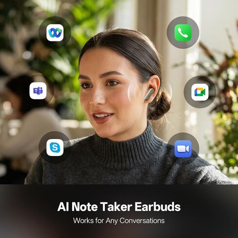 Nano+ AI Voice Recorder Earbuds: Pocket Note Taker for Meetings, Calls & Lectures. Real-time Transcription, 45dB Hybrid ANC, AI Assistant for Productivity, AES-256 Secure, Green in Kuwait