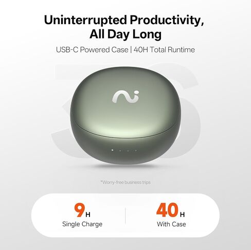 Nano+ AI Voice Recorder Earbuds: Pocket Note Taker for Meetings, Calls & Lectures. Real-time Transcription, 45dB Hybrid ANC, AI Assistant for Productivity, AES-256 Secure, Green in Kuwait