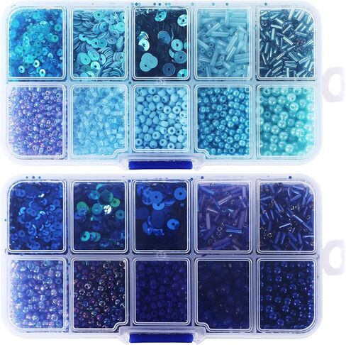 Norme 2 Sets Glass Seed Beads and Loose Sequins Kit Loose Beads for Jewelry Making DIY Crafts Felt Kits Embroidery Bracelets and Necklaces 20 Colors(Pink, Red) in Kuwait