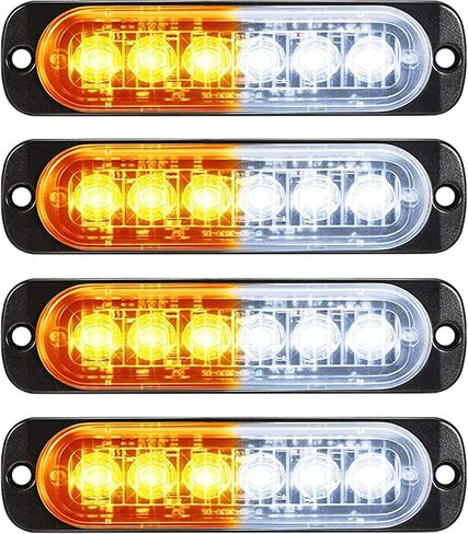 Frienda 4 قطع LED ستروب أضواء العنبر 6 LED تحذير السلامة وامض ضوء مصبغة رئيس الطوارئ منارة تحذير المخاطر أضواء مع منصات مسامير للشاحنة على الطرق الوعرة in Kuwait