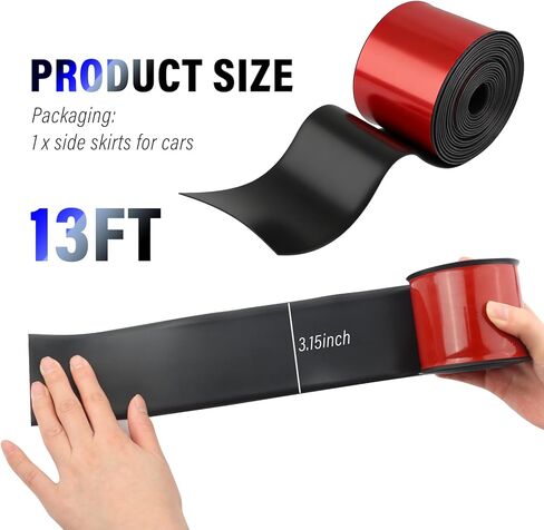 13Ft x 3.15In Side Skirts for Cars Protector,Flexible Rubber Bumper Guard for Cars for Side Sills,Front/Rear Bumpers,Cuttable Car Bumper Protector Guard for Most Vehicles in Kuwait