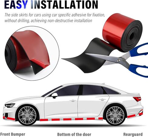 13Ft x 3.15In Side Skirts for Cars Protector,Flexible Rubber Bumper Guard for Cars for Side Sills,Front/Rear Bumpers,Cuttable Car Bumper Protector Guard for Most Vehicles in Kuwait