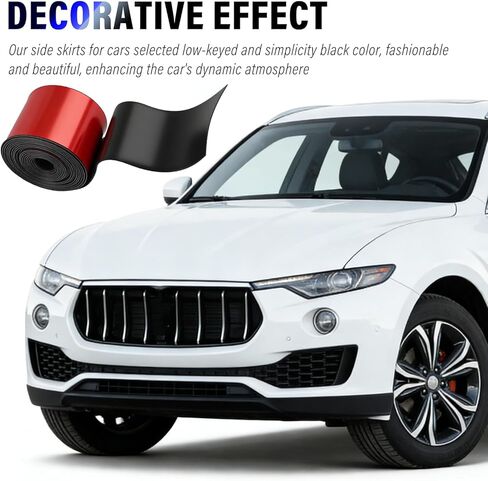 13Ft x 3.15In Side Skirts for Cars Protector,Flexible Rubber Bumper Guard for Cars for Side Sills,Front/Rear Bumpers,Cuttable Car Bumper Protector Guard for Most Vehicles in Kuwait