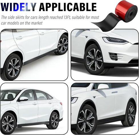 13Ft x 3.15In Side Skirts for Cars Protector,Flexible Rubber Bumper Guard for Cars for Side Sills,Front/Rear Bumpers,Cuttable Car Bumper Protector Guard for Most Vehicles in Kuwait