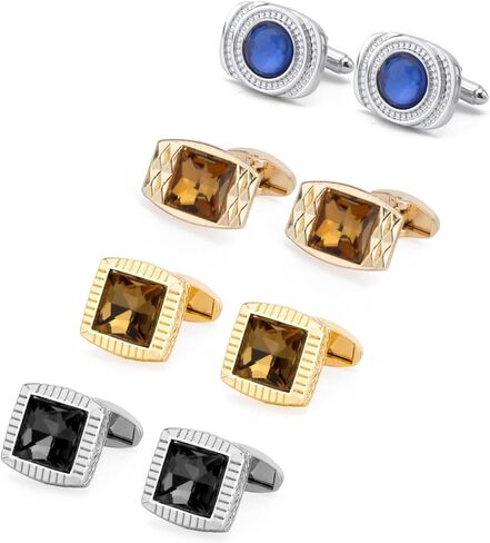 Wynameleri Cufflinks Set 4 Pairs for Men, Business Formal Shirts Buttons Cuff Link Packed in Case in Kuwait