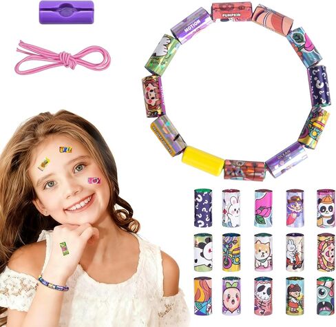 xouyhzy Creative Sticky Rolls Bracelet Making Kit for Kids–80 Reusable Stickers,DIY Surprise Sticker Roll Craft for Girls&Boys Ages 5-12,Ideal Classroom&Party Gift Activity(80 Reusable Stickers) in Kuwait