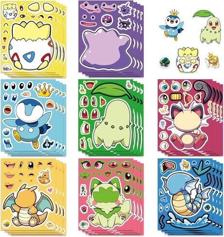 24 Sheets Make Your Own Super Mario Bros. Stickers, Make a Face Sticker, Classic Cartoon Game Decals, Art Craft Party Supplies for Party Decoration, Reward, Decor, Gift Idea (MLA) in Saudi Arabia