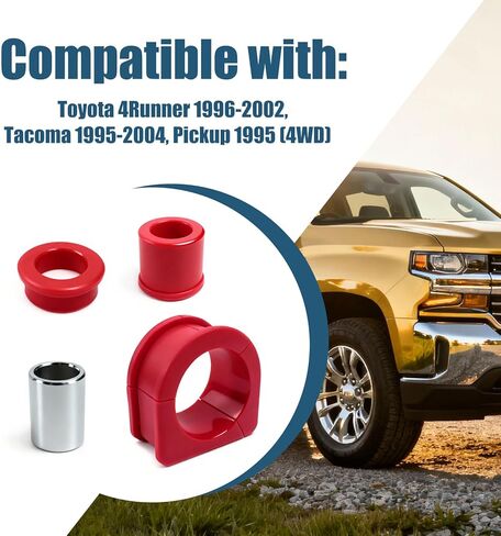 8.10103R طقم جلبة الرف والترس يناسب Toyota 4Runner 1996-2002، Tacoma 1995-2004، Pickup 1995 (4WD) مجموعة جلبة ترس التوجيه من البولي يوريثين الأحمر، بديل مباشر لـ 8.10103R in Kuwait