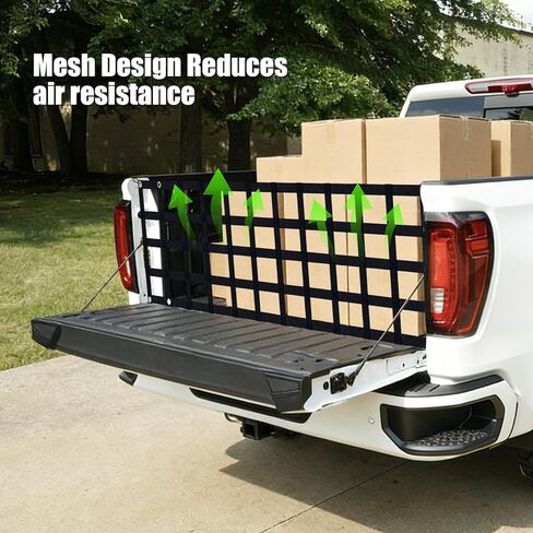 Premium Truck Tailgate Net - 60" x 18" Heavy-Duty Cargo Mesh for Full Size Trucks (Chevy Silverado, Ford F-150, Ram, Toyota Tacoma, Tundra) | Tool-Free Installation, UV Resistant & Aerodynamic in Kuwait