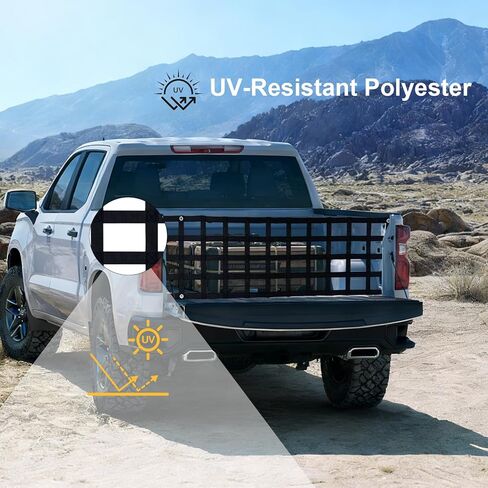 Premium Truck Tailgate Net - 60" x 18" Heavy-Duty Cargo Mesh for Full Size Trucks (Chevy Silverado, Ford F-150, Ram, Toyota Tacoma, Tundra) | Tool-Free Installation, UV Resistant & Aerodynamic in Kuwait