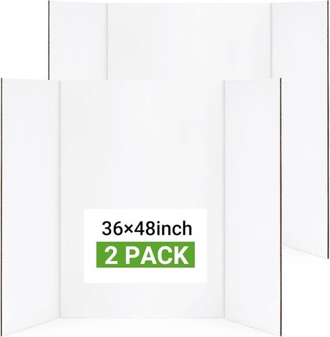 Large Trifold Poster Board, 2 Pack 36" x 48" White Corrugated Project Boards - Science Fair Display Posterboard for School Projects, Science Fairs, Event Displays, and Business Presentations in Kuwait
