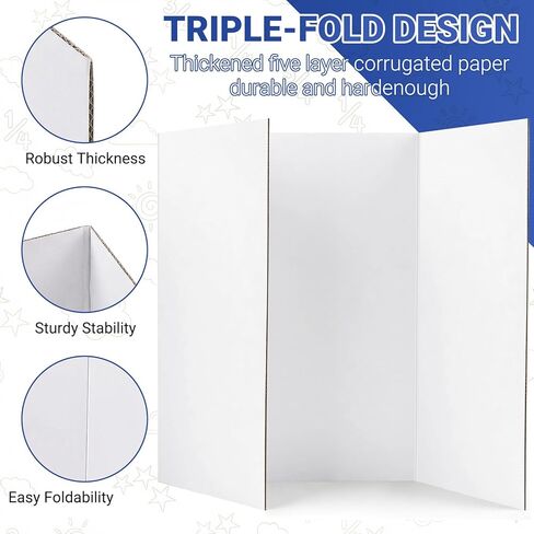 Large Trifold Poster Board, 2 Pack 36" x 48" White Corrugated Project Boards - Science Fair Display Posterboard for School Projects, Science Fairs, Event Displays, and Business Presentations in Kuwait