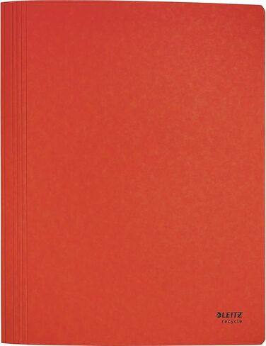 Leitz Recycle A4 Binder, Red - Eco-friendly Cardboard Folder with Flat Metal Mechanism, 100% Recyclable, Holds up to 250 Sheets of A4, FSC Certified in Kuwait