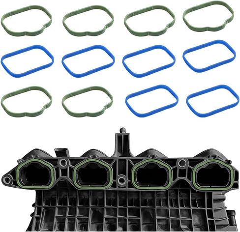 12PCS Car Intake Manifold Plenum Gasket Set, OEM#5184562AC 5184331AC MS97204 Rubber Upper & Lower Engine Intake Manifold Sealing Gasket, Compatible with AvengerL Challenger Journey in Kuwait