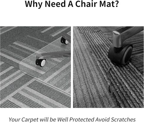 WASJOYE Office Chair Mat for Carpet, Desk Chair Mat for Carpet, Thick Computer Chair Mat with Non-Slip Studded for Home and Office Low Pile Carpet, 48" x 60" in Kuwait