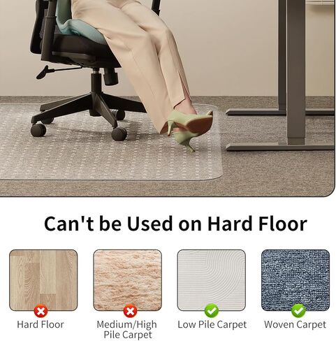 WASJOYE Office Chair Mat for Carpet, Desk Chair Mat for Carpet, Thick Computer Chair Mat with Non-Slip Studded for Home and Office Low Pile Carpet, 48" x 60" in Kuwait
