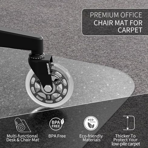 WASJOYE Office Chair Mat for Carpet, Desk Chair Mat for Carpet, Thick Computer Chair Mat with Non-Slip Studded for Home and Office Low Pile Carpet, 48" x 60" in Kuwait