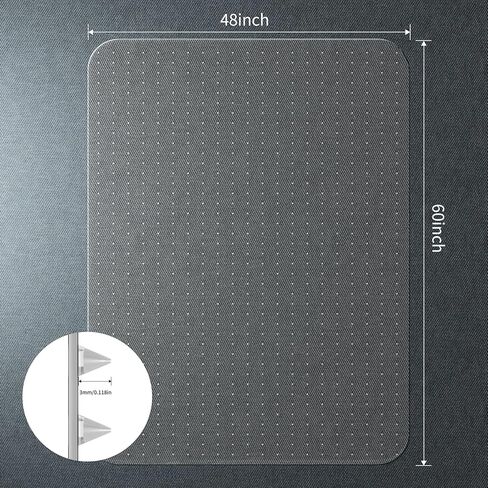 WASJOYE Office Chair Mat for Carpet, Desk Chair Mat for Carpet, Thick Computer Chair Mat with Non-Slip Studded for Home and Office Low Pile Carpet, 48" x 60" in Kuwait