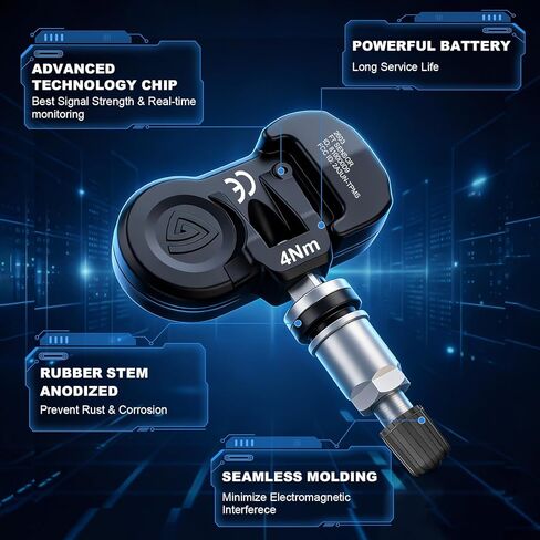 أجهزة استشعار TPMS متعددة البروتوكولات مناسبة لهوندا وأكورا، 315 ميجا هرتز / 433 ميجا هرتز استبدال مراقبة ضغط الإطارات المبرمج مسبقًا لـ 2006-2025 أكورد، سيفيك، CR-V، أوديسي، MDX، RDX 4 قطع in Kuwait