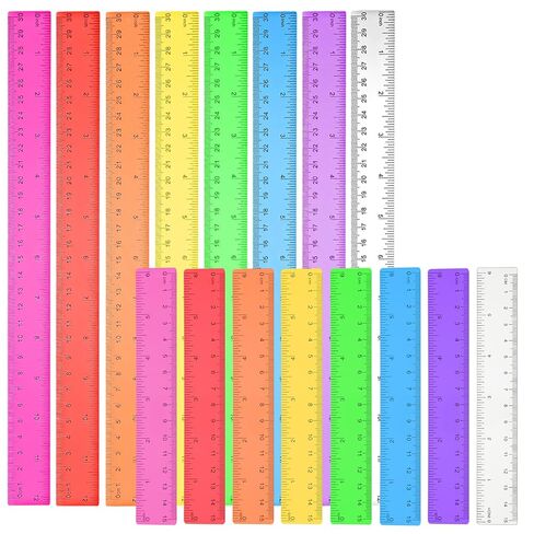 JJUNW 16 Pcs Color Plastic Ruler, 6in Transparent Rulers with Millimeter and Inches Transparent Metric Rulers for School Home Office Supplies in Kuwait