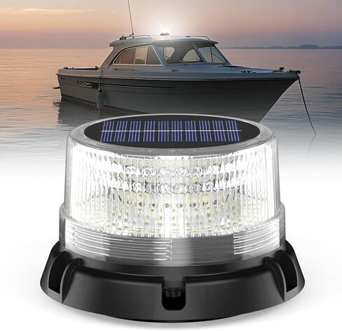 AnTom Solar Strobe Warning Beacon Anchor Light, 90 LED Waterproof Signal Lamp, Magnetic & Suction Mount, Auto On/Off, for Boats, Marine, Trucks, Dock (Strobe, Rotating and Constant) in Kuwait