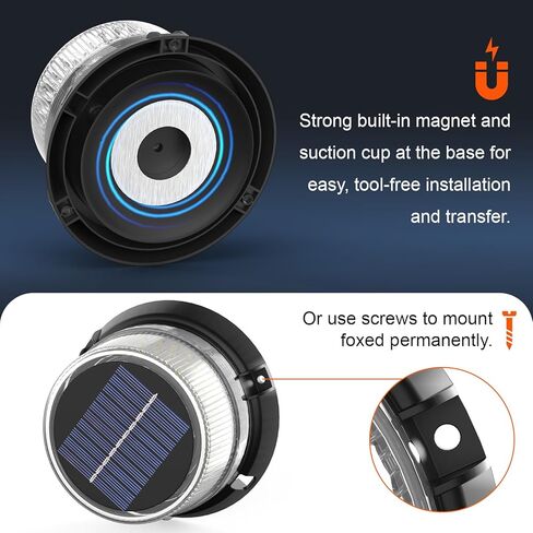 AnTom Solar Strobe Warning Beacon Anchor Light, 90 LED Waterproof Signal Lamp, Magnetic & Suction Mount, Auto On/Off, for Boats, Marine, Trucks, Dock (Strobe, Rotating and Constant) in Kuwait