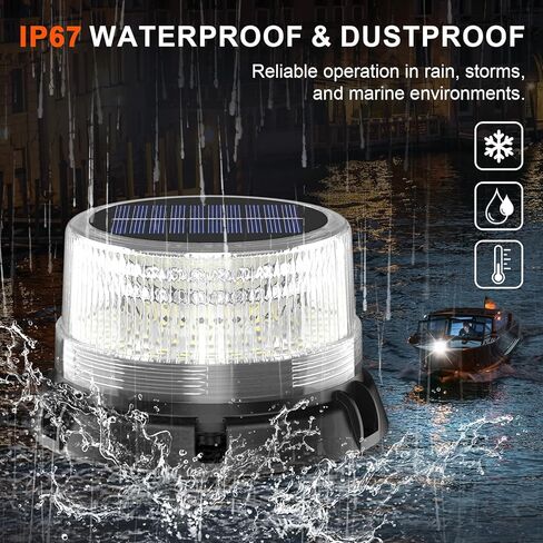 AnTom Solar Strobe Warning Beacon Anchor Light, 90 LED Waterproof Signal Lamp, Magnetic & Suction Mount, Auto On/Off, for Boats, Marine, Trucks, Dock (Strobe, Rotating and Constant) in Kuwait