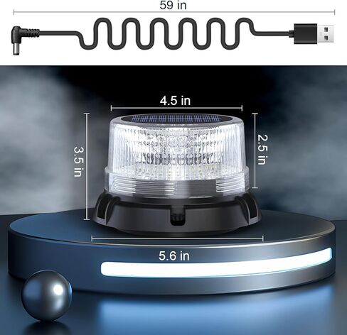 AnTom Solar Strobe Warning Beacon Anchor Light, 90 LED Waterproof Signal Lamp, Magnetic & Suction Mount, Auto On/Off, for Boats, Marine, Trucks, Dock (Strobe, Rotating and Constant) in Kuwait